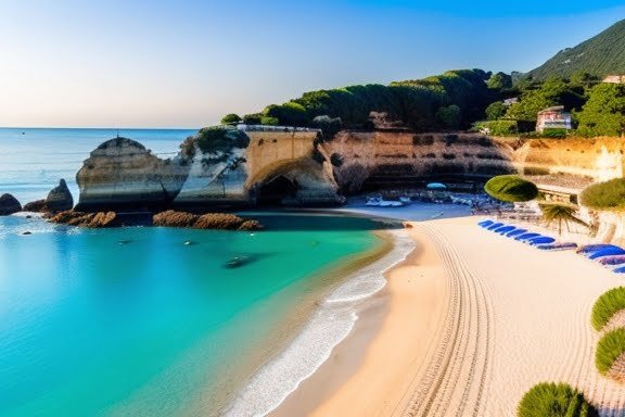 Spiaggia con ombrelloni